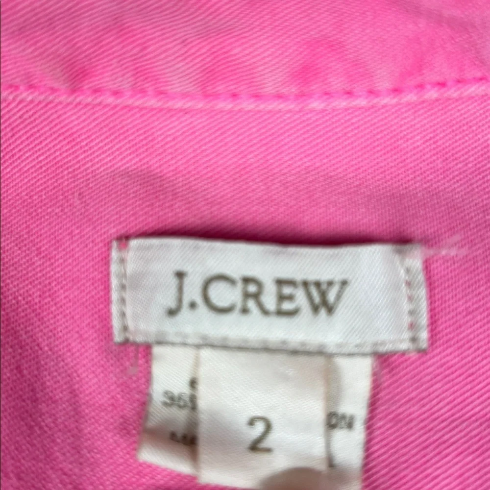 J. Crew Vibrant Pink Button up Shirt Dress with roll up sleeves Size: 2